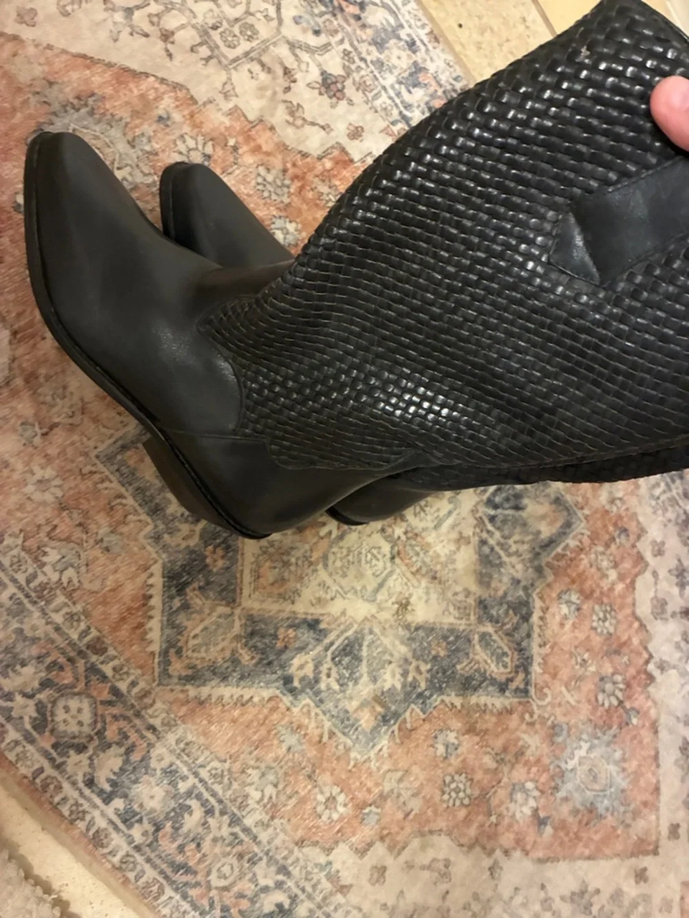 dingo‎ Black Woven Leather Over-the-Knee Boots